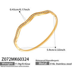 18KG easy match full diamond stainless steel bangle bracelet