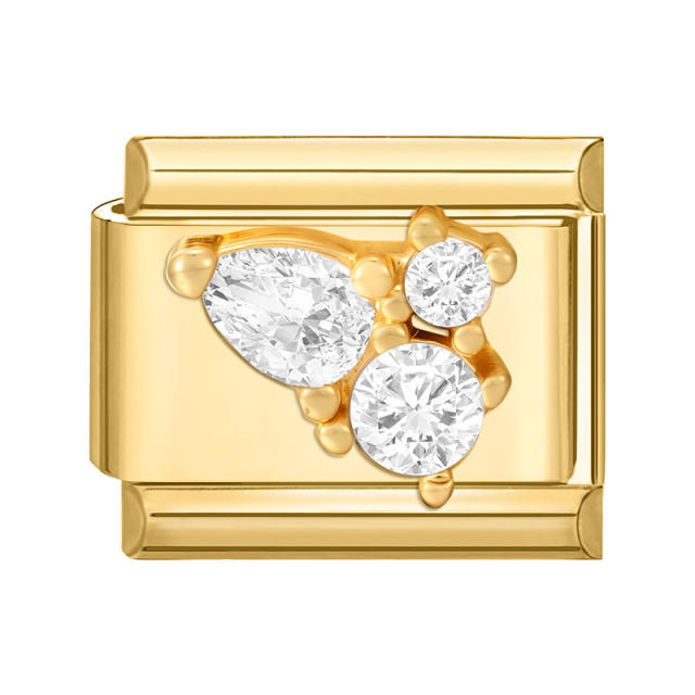Module Charms in Gold with Simple Micro-Inlaid Zircon Design, DIY Connectable European-Style Creative Bracelet Jewelry Accessories