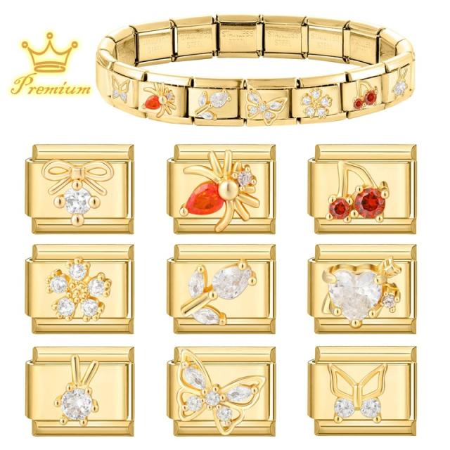 Elegant Italian Gold Bottom DIY Pendant Fashion Creative Italian Exquisite Bracelet Pendant Module Jewelry Accessories