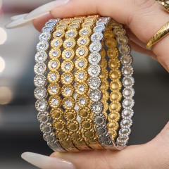 18KG easy match full diamond stainless steel bangle bracelet