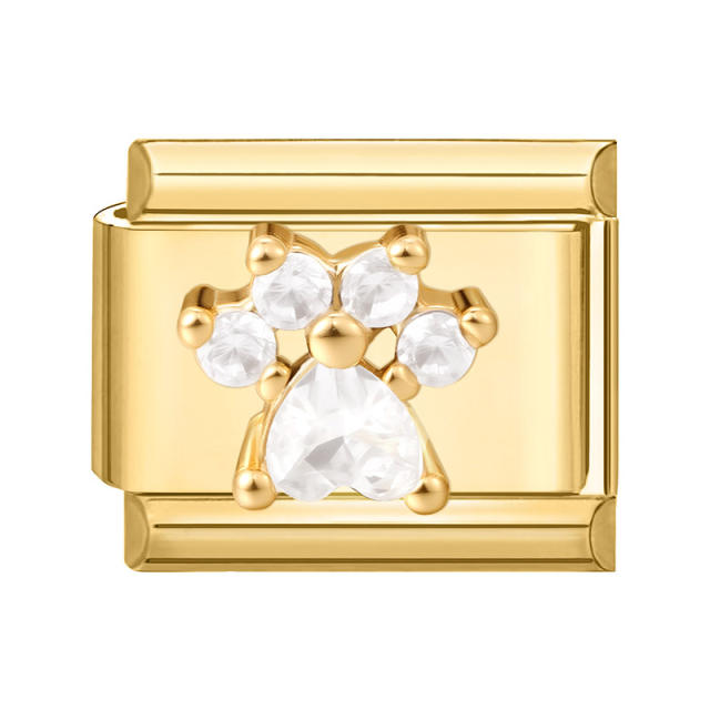 Module Charms in Gold with Simple Micro-Inlaid Zircon Design, DIY Connectable European-Style Creative Bracelet Jewelry Accessories