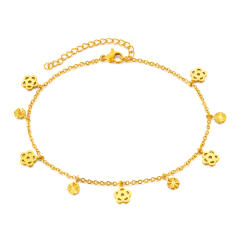 Dainty hollow out flower charm stainless steel anklet