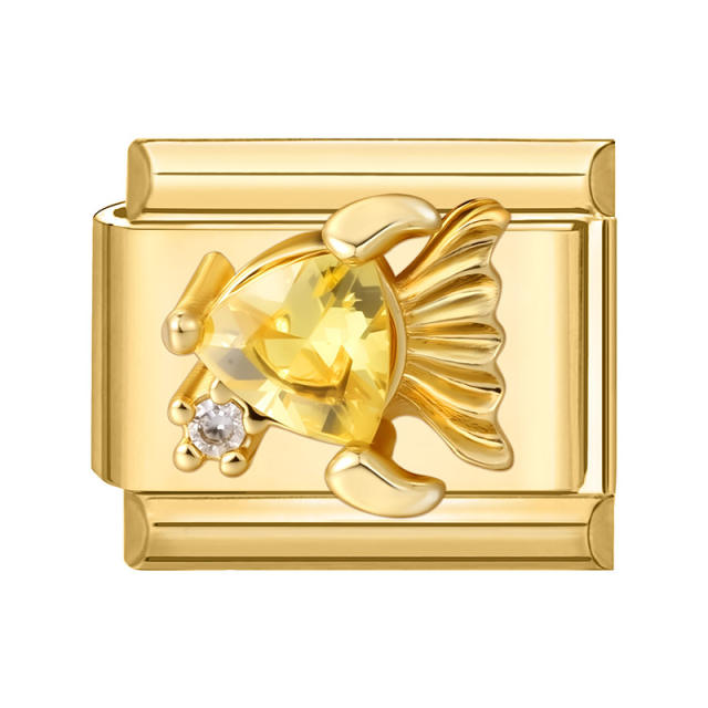 Module Charms in Gold with Simple Micro-Inlaid Zircon Design, DIY Connectable European-Style Creative Bracelet Jewelry Accessories