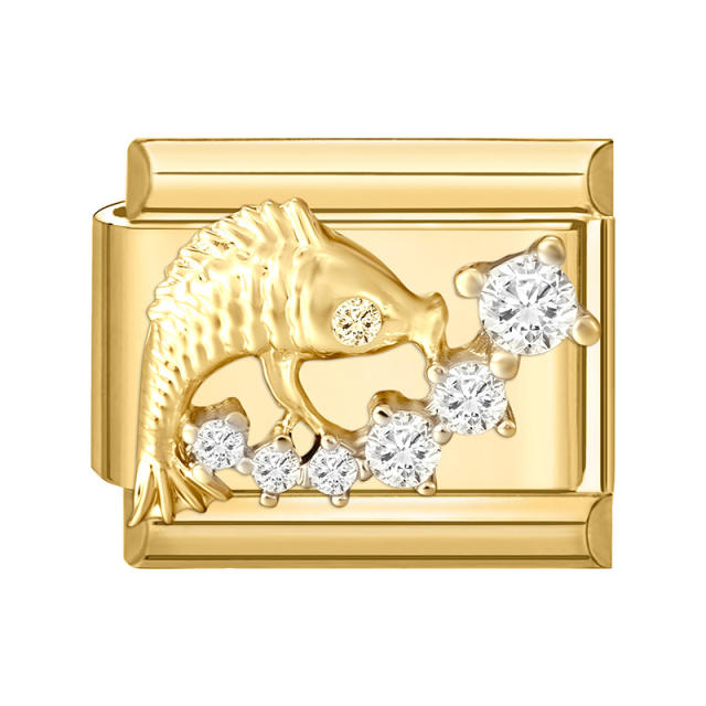 Module Charms in Gold with Simple Micro-Inlaid Zircon Design, DIY Connectable European-Style Creative Bracelet Jewelry Accessories