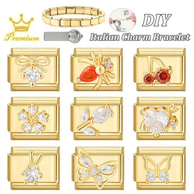 Elegant Italian Gold Bottom DIY Pendant Fashion Creative Italian Exquisite Bracelet Pendant Module Jewelry Accessories
