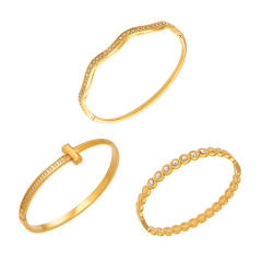 18KG easy match full diamond stainless steel bangle bracelet
