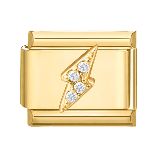 Module Charms in Gold with Simple Micro-Inlaid Zircon Design, DIY Connectable European-Style Creative Bracelet Jewelry Accessories