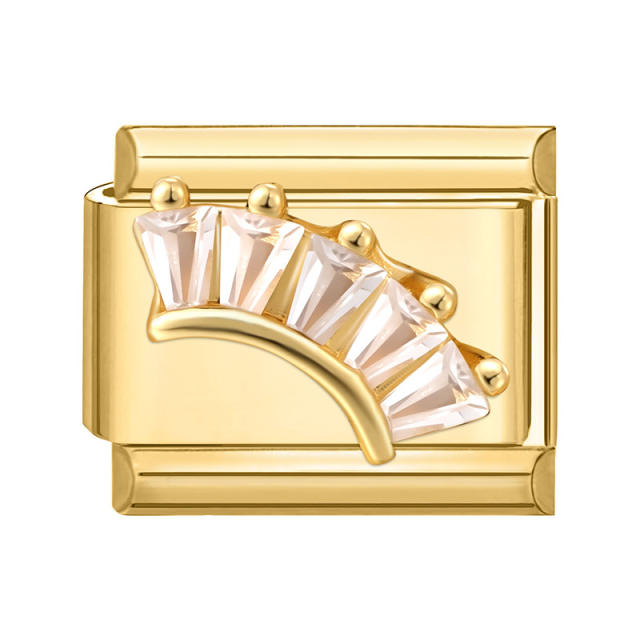 Module Charms in Gold with Simple Micro-Inlaid Zircon Design, DIY Connectable European-Style Creative Bracelet Jewelry Accessories