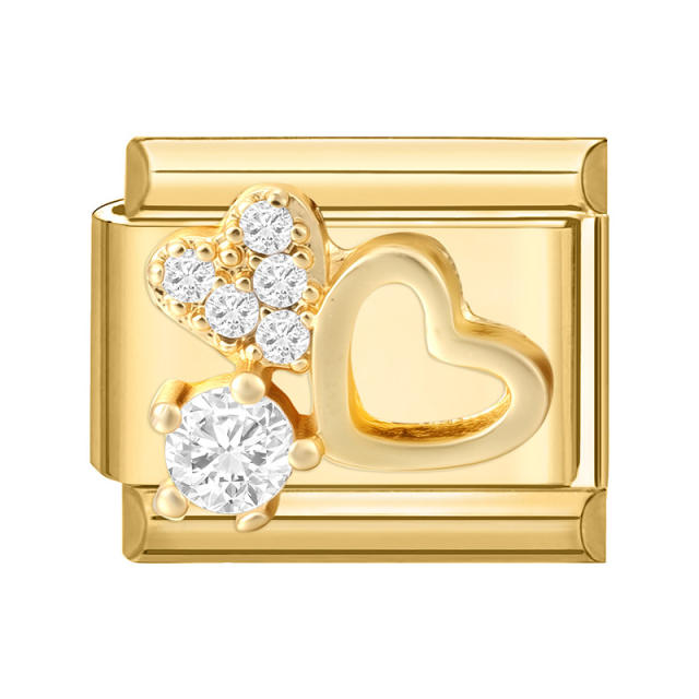 Module Charms in Gold with Simple Micro-Inlaid Zircon Design, DIY Connectable European-Style Creative Bracelet Jewelry Accessories