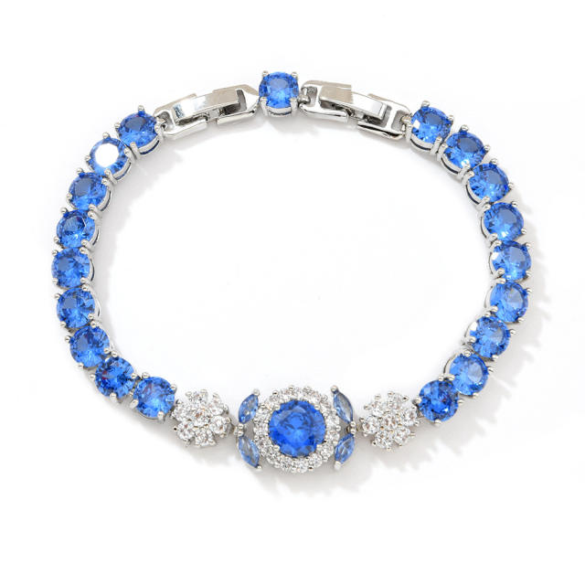 Delicate colorful cubic zircon pave setting copper bracelet tennis bracelet