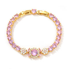 Delicate colorful cubic zircon pave setting copper bracelet tennis bracelet
