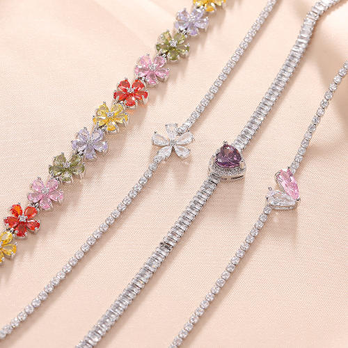 Hot sale mother's day gift full diamond gold plated copper bracelet
