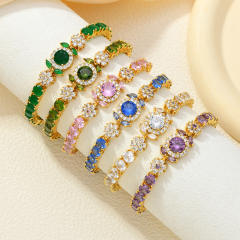 Delicate colorful cubic zircon pave setting copper bracelet tennis bracelet