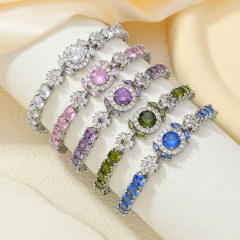 Delicate colorful cubic zircon pave setting copper bracelet tennis bracelet