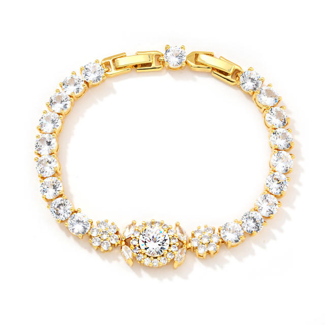 Delicate colorful cubic zircon pave setting copper bracelet tennis bracelet