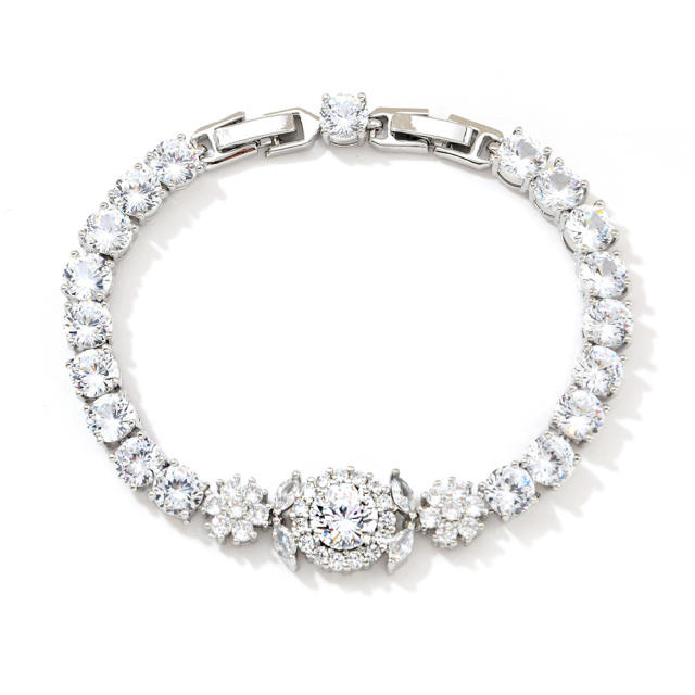 Delicate colorful cubic zircon pave setting copper bracelet tennis bracelet