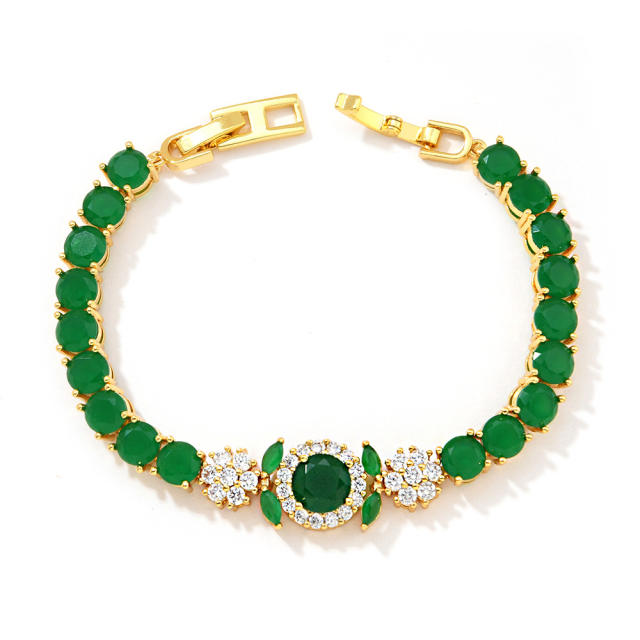 Delicate colorful cubic zircon pave setting copper bracelet tennis bracelet