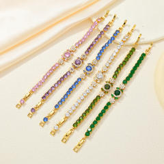 Delicate colorful cubic zircon pave setting copper bracelet tennis bracelet