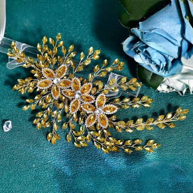 Bridal Headwear Handmade Rhinestone Flower Hairpiece Wedding Dress