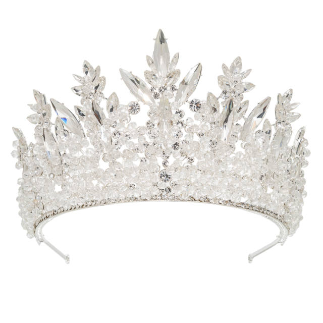 Luxury handmade colorful crystal crown wedding hair accessories