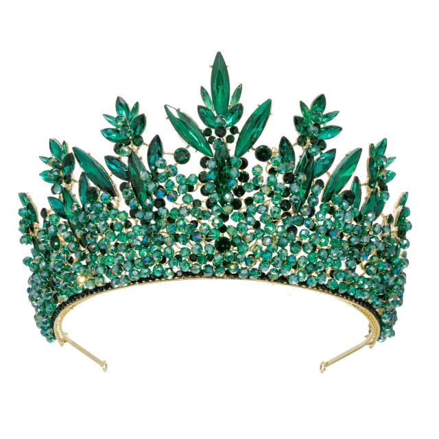 Luxury handmade colorful crystal crown wedding hair accessories