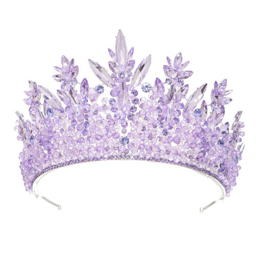 Luxury handmade colorful crystal crown wedding hair accessories
