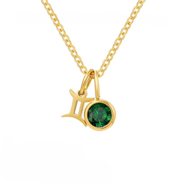 Simple birthstone zodiac double pendant stainless steel necklace dainty necklace