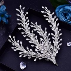Wedding Dress Hair Accessories Silver Shiny Headpiece Bride Luxury Marquise Rhinestone Hair Comb