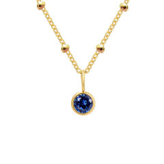 Dainty round brithstone pendant stainless steel necklace