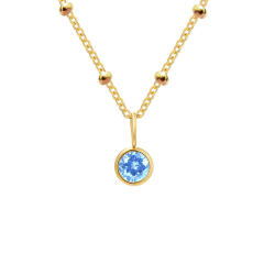 Dainty round brithstone pendant stainless steel necklace