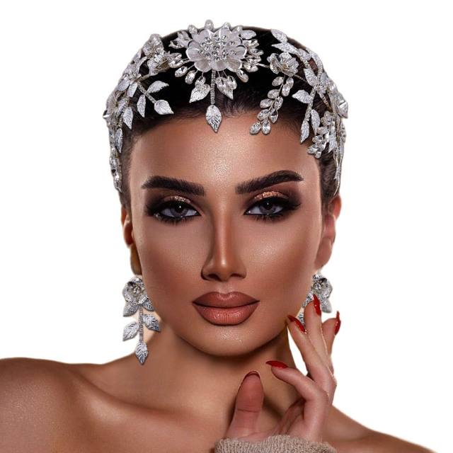 Youlapan European and American Alloy Hairband Main Wedding Dress Accessories Updo Hair Ornaments with Diamonds Bridal Headpiece Hp509