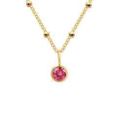 Dainty round brithstone pendant stainless steel necklace