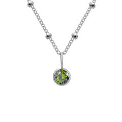 Dainty round brithstone pendant stainless steel necklace