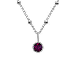 Dainty round brithstone pendant stainless steel necklace