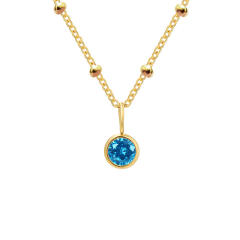 Dainty round brithstone pendant stainless steel necklace
