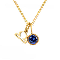 Simple birthstone zodiac double pendant stainless steel necklace dainty necklace