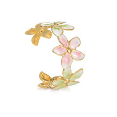 Spring summer color enamel flower stainless steel bangle bracelet