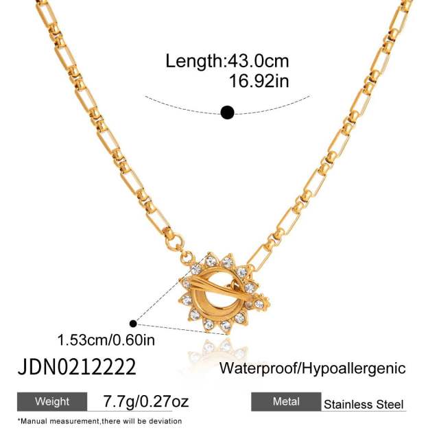Hot sale diamond sun toggle chain stainless steel bracelet earrings necklace set