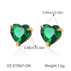 Easy match colorful cubic zicon drop heart round shape stainless steel earrings studs earrings