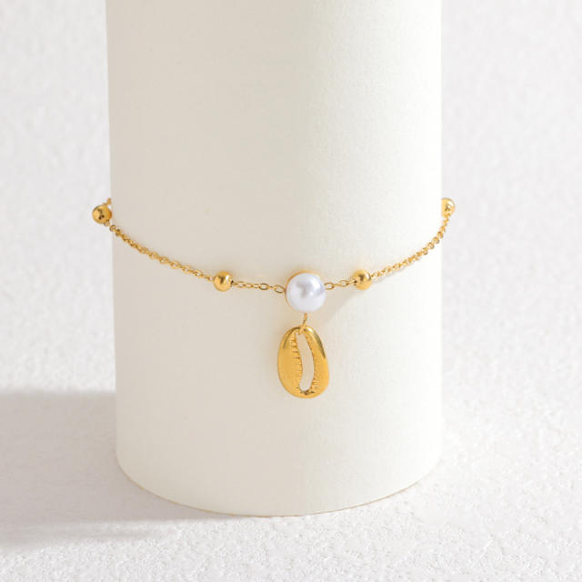 Popular Marine Series Pearl Crab Pendant Bracelet Fashionable Stainless Steel Bracelet