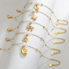 Popular Marine Series Pearl Crab Pendant Bracelet Fashionable Stainless Steel Bracelet