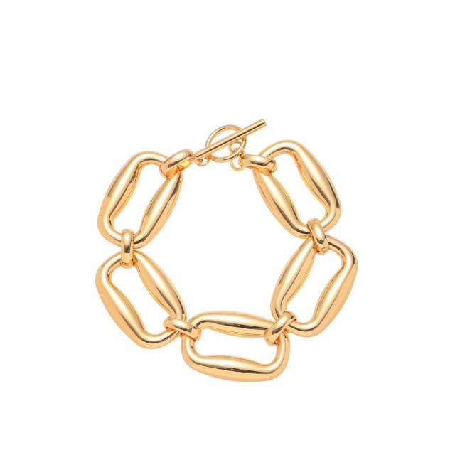 Unique geometric circle stainless steel necklace bracelet earrings set