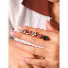 Easy match colorful cubic zicon drop heart round shape stainless steel earrings studs earrings