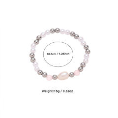 Original pearl bead stainless steel bead crystal bead bracelet