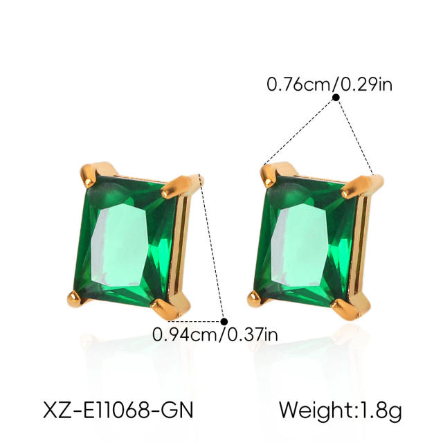 Easy match colorful cubic zicon drop heart round shape stainless steel earrings studs earrings