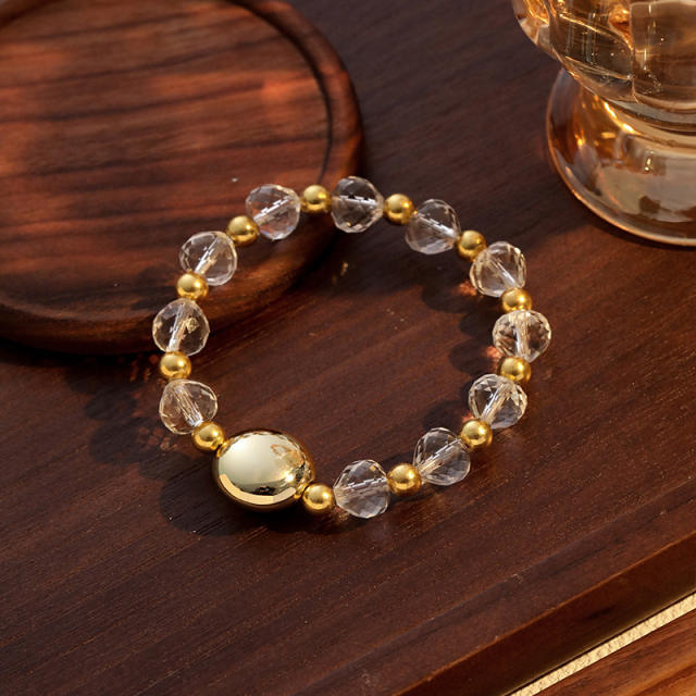 18KG stainless steel bead crystal bead bracelet for women