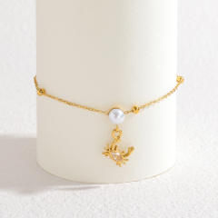 Popular Marine Series Pearl Crab Pendant Bracelet Fashionable Stainless Steel Bracelet