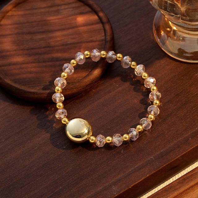 18KG stainless steel bead crystal bead bracelet for women