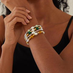 Original pearl bead stainless steel bead crystal bead bracelet