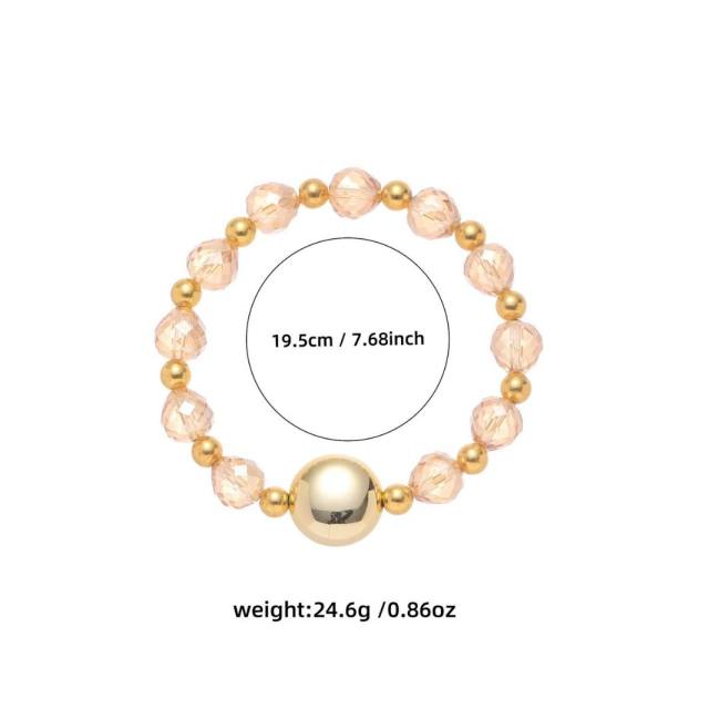 18KG stainless steel bead crystal bead bracelet for women